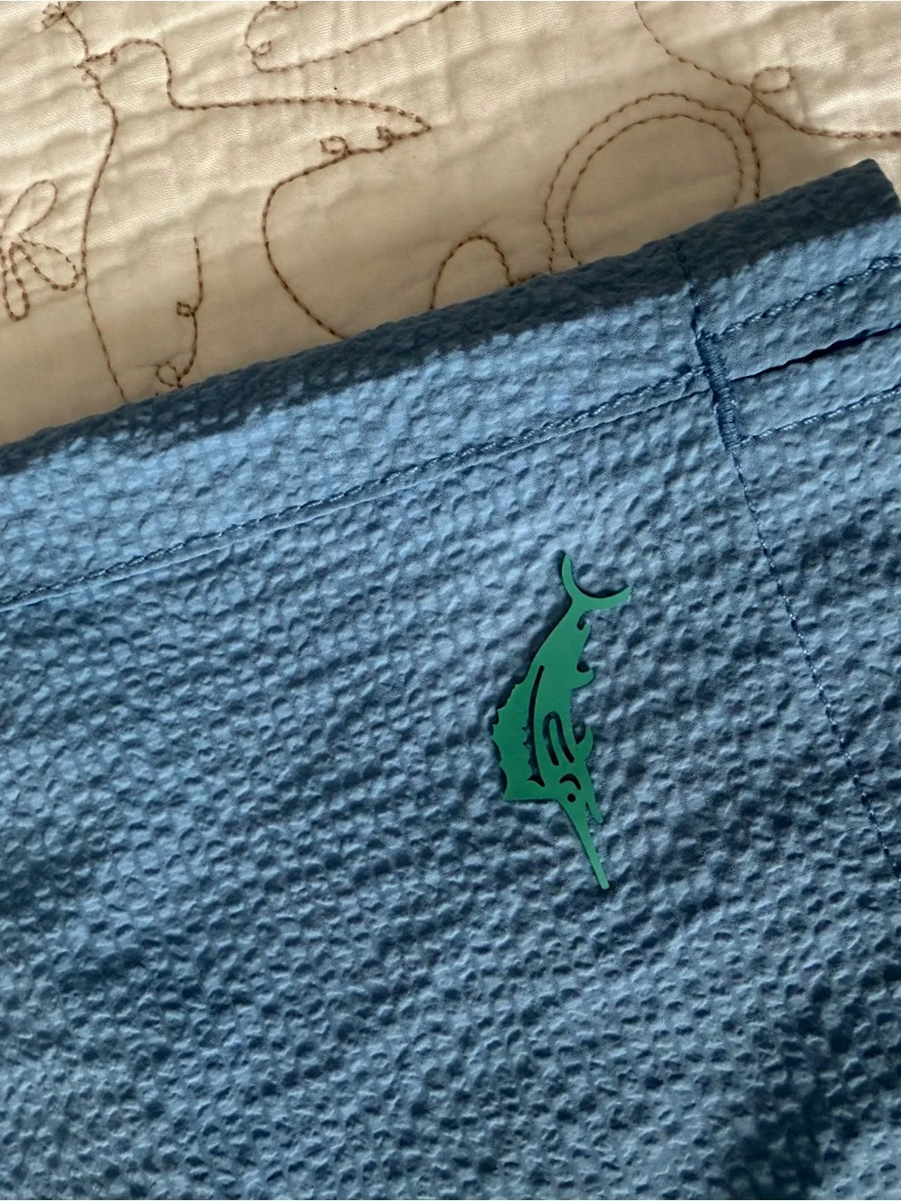 Tommy Bahama Light Blue Athletic Shorts with Green Logo